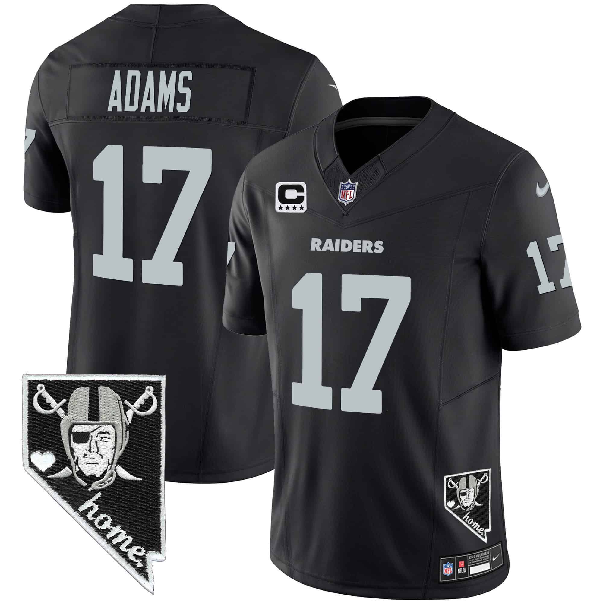 Men Oakland Raiders #17 Adams Black 2024 Nike Nevada Home Patch Vapor NFL Jersey style 1